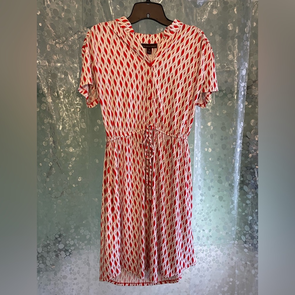 Fenn Wright Manson Polyester retro style dress red +white + grey